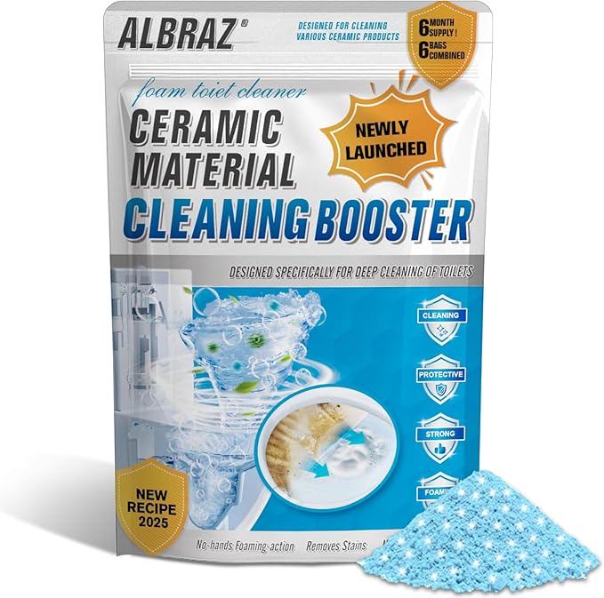 Foam Toilet Cleaner,Toilet Cleaner, Ceramic Mterial Cleaning Booster, Fully automatic, no manual operation required, highly efficient for deep cleaning the inner walls of the toilet.