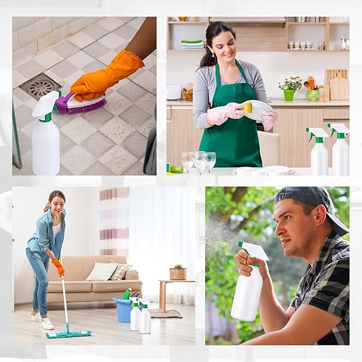 Tanlade 30 Pcs Plastic Spray Bottles 16 oz Leak Proof Squirt Bottle Refillable Empty Spray Water Mist Sprayer with Nozzles for Hair Essential Oil Cleaning Solutions Plants Pets(Green)