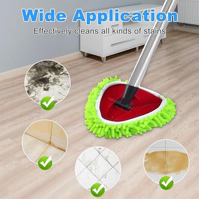 4PCS Mop Heads Replacements for OCedar, 1PCS Scrub Brush and 1PCS Spin Mop Base Compatible with Ocedar EasyWring 1 Tank System, Dry and Wet for Cleaning All Hard-surfaced Floors