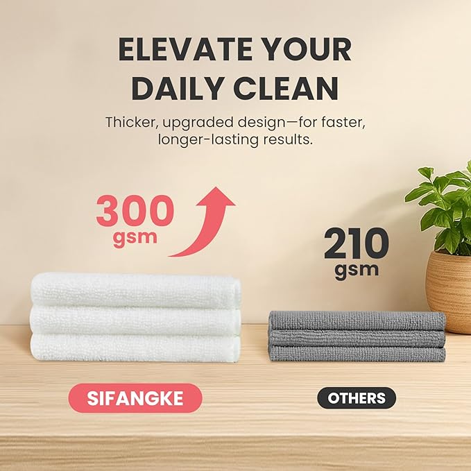 Microfiber Cleaning Cloth, 12 Pack Lint-Free and Highly Absorbent Rags, White Reusable Microfiber Towels for Car, Kitchen, Bathroom and Household Cleaning Supplies, 11.8"X11.8"