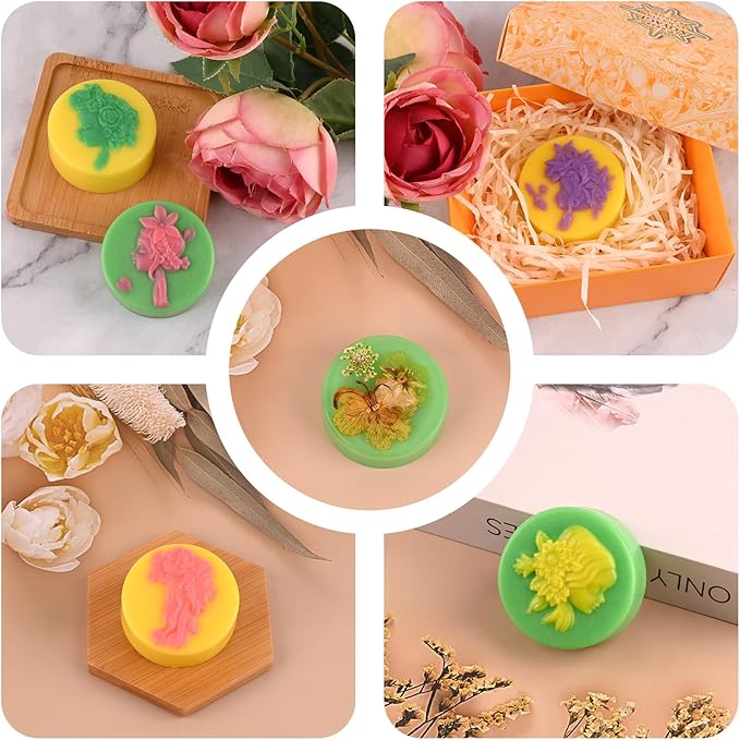 Moukiween Circular Silicone Soaps Mold,Loofah Soaps Molds,2PCS Silicone Soap Mold,Suitable for Making Soap,Bath Bombs,Shampoo Sticks,Candles and DIY Resin Handicrafts
