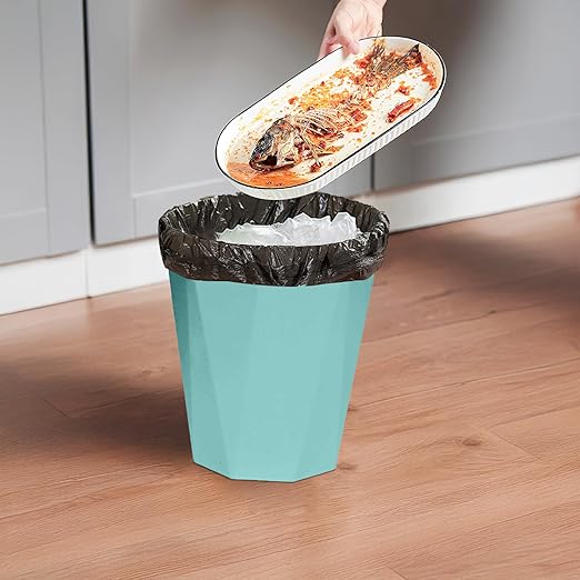 Plastic Trash Can - Waste basketbin for Office,Home,Bathroom,Kitchen - 1.8 Gallon - Green