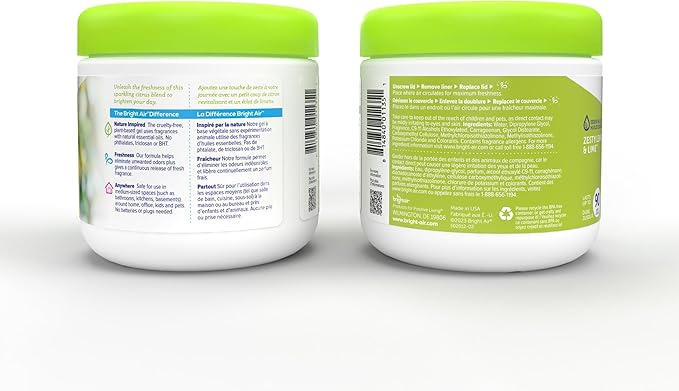 Bright Air 14 oz. Super Odor Eliminator, For Medium-Size Spaces, Zesty Lemon & Lime Scent, Case of 6, Air Freshener, Natural Essential Oils, Lasts Up to 90 Days Each
