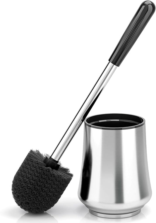 Toilet Brush, Toilet Brush and Holder Sliver Toilet Bowl Brush with Durable Bristles Modern Holder Toilet Scrubber Toilet Brush Set for Bathroom Cleaning
