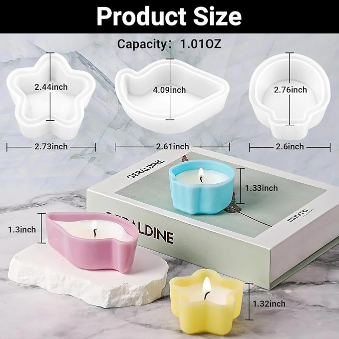 Gartful 3 Pieces Dish Resin Molds, Silicone Jewelry Tray Molds, Storage Container Epoxy Resin Casting Molds for Jewelry Ring Holders, Soap Dish, Candle Holder, 3 Styles(Conch & Star & Shell)