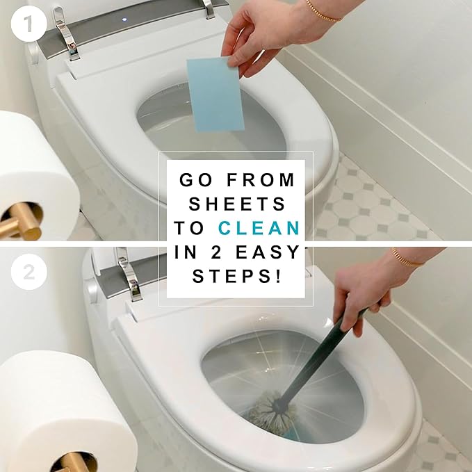 Dissolvable Toilet Bowl Cleaner Sheets (No Bottles, Easy Clean, Quick-Dissolving, Mess-Free, Septic-Safe Cleaning for Home & Office) – 40 Sheets, Pine Scent