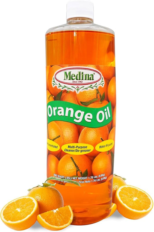 Medina Orange Oil Cleaner & Degreaser Concentrate - All Purpose Orange Oil Cleaner, Cabinet Cleaner Degreaser, Wood Degreaser for Kitchen Cabinets, Ideal for Mopping Floors & Automotive - 32oz