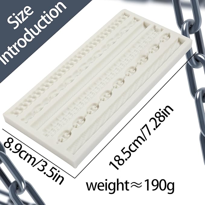1 Pcs Baroque Cake Decoration Fondant Mold, Cuban Chain Chocolate Silicone Mold, for Kitchen Baking Biscuit Candy Cupcake Toppers Dough Gum UV Resin Clay