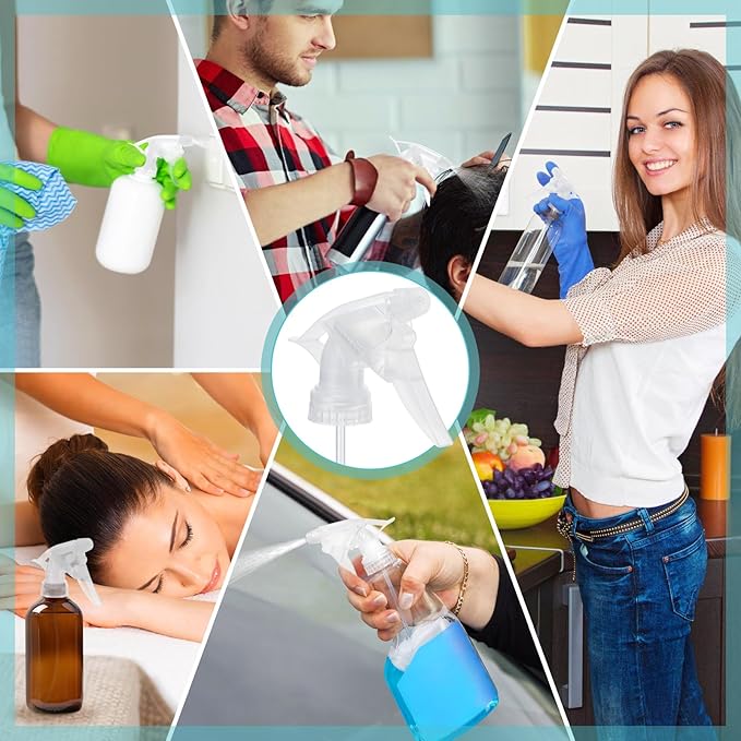 6Pcs Clear Spray Bottle Replacement Nozzle- Reusable Quality Trigger Spray Nozzles with Mist Stream Sprayer, Fit Standard 28/400 Neck 32oz, 16oz, 8oz Bottles for Garden Home Kitchen Office Gifts