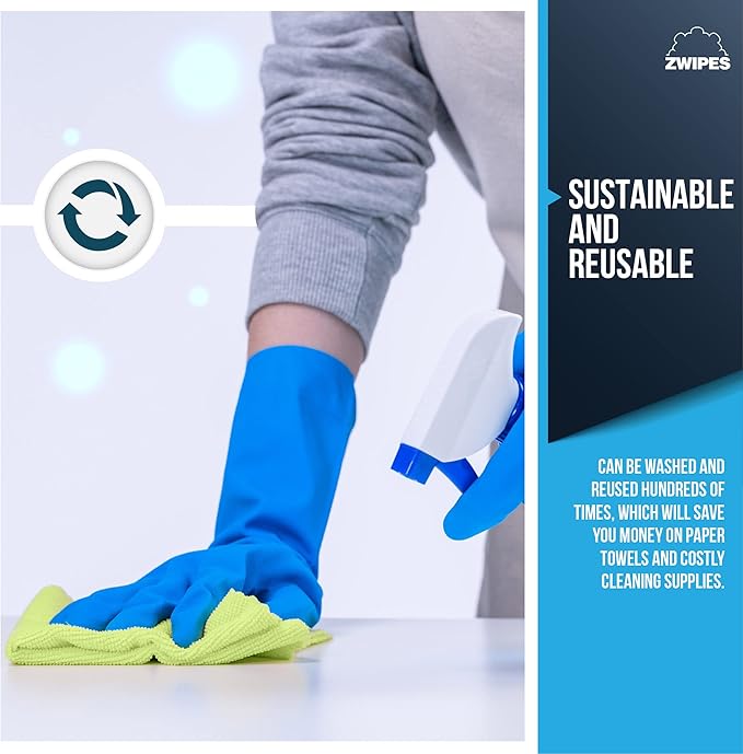 Zwipes 735 Microfiber Towel Cleaning Cloths, 12 Pack