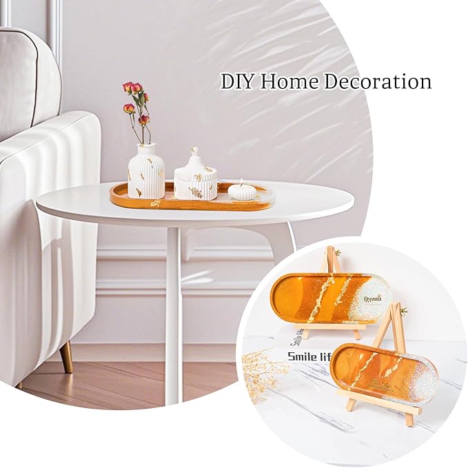 Resin Tray Molds 13" Large Oval Coaster Silicone Mold for Epoxy Resin Casting DIY Jewelry Container Ring Trinket Storage Plate Mould with Edges 3 Sizes Cement Dish Art Craft Gift Mould Home Decoration