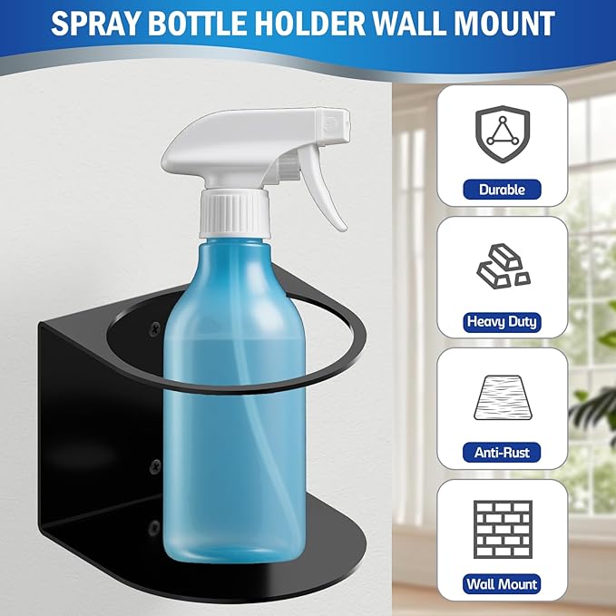 Spray Bottle Holder Wall Mount,1 Pcs Spray Can Holder,Spray Can Organizer with Screws,Spray Bottle Hanging Rack,Spray Paint Can Holder for Garage Home Workspace Van Organizer