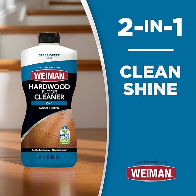 Weiman Hardwood Cleaner for Finished Hardwood Floors, Engineered Floors, Laminate - Streak-Free Results, EPA Safer Choice Certified, 32 oz