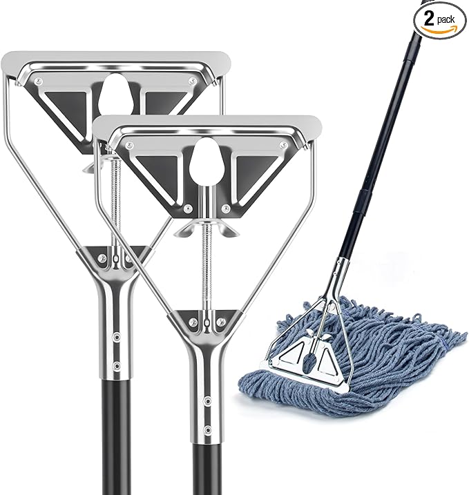 KeFanta 60" Metal Mop Handle Commercial Heavy Duty, Quick Change Industrial Mop Stick Replacemet,Side Gate Mops Head Replacement Holder for Floor Cleaning(2 Pack)