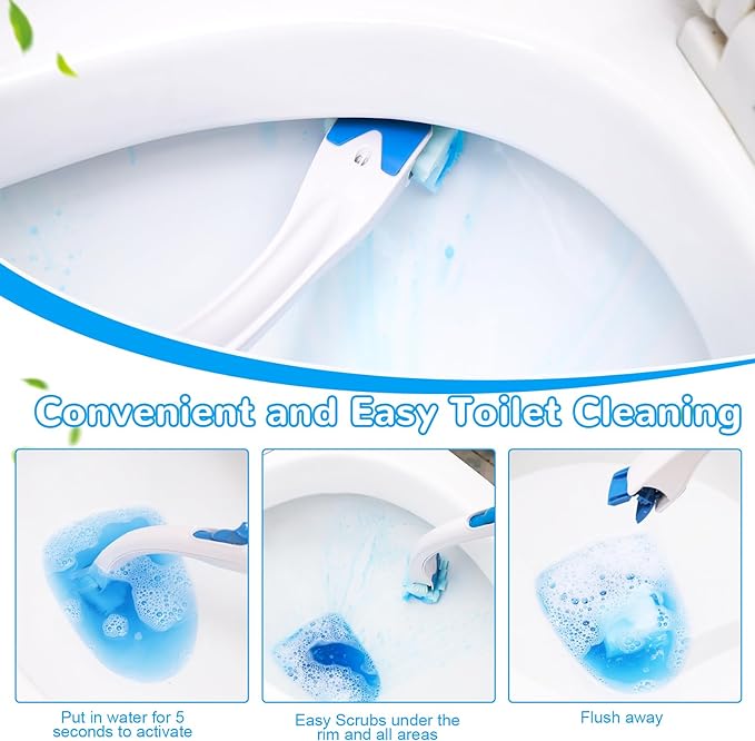 48 Count Flushable Toilet Refills, Disposable Toilet Bowl Paper Bulk, Fresh Flushable Toilet Brush Refill Pads for Toilet and Bathroom, Toilet Brush Accessories (No Handle)