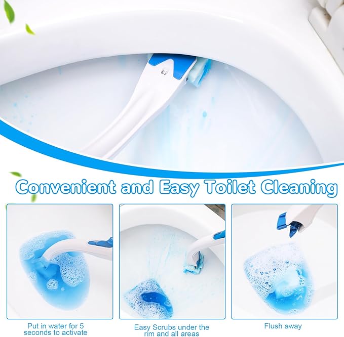 72 Refills Flushable Toilet Refills, Disposable Toilet Bowl Paper Bulk, Fresh Toilet Brush Refill Pads for Toilet and Bathroom, Toilet Brush Accessories(No Handle)