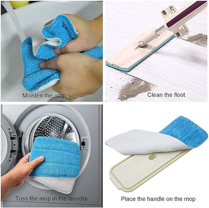 Microfiber Replacement Mop Pads, 18" x 6" Wet & Dry Home & Commercial Cleaning Refills, Colorful Reusable Floor Mop Pads, Washable Floor Cleaning Pads, 6 Pack