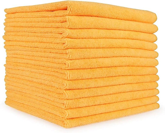 Arkwright Microfiber Cleaning Cloths - (Pack of 12) Large Lint & Streak-Free Drying Wash Towels, 300 GSM Super Absorbent & Quick Dry, Perfect Cleaner for Car, Glass, and Window, 16 x 16 in, Orange