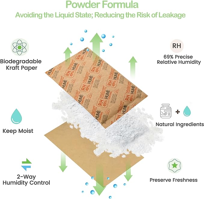 49% Two-Way Humidity Control Packs for Guitars & Wooden Instruments - 70g Moisture Absorbers Acoustic Guitar Humidifier for Case Maintenance - Individually Wrapped Hydration Packets[5 PACK]