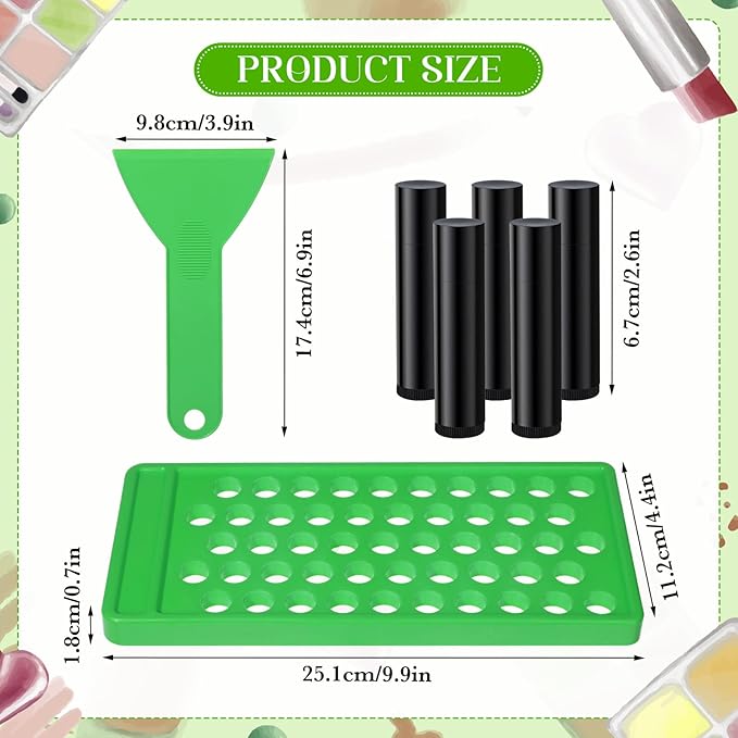Lip Balm Crafting Kit, 50 Pieces Empty Lipsticks Filling Tubes Mold Handmade Set Pallet with Scraper, Lip Balm Tubes with Filling Tray and Spatula for Women Girl Cosmetics Makeup, Black