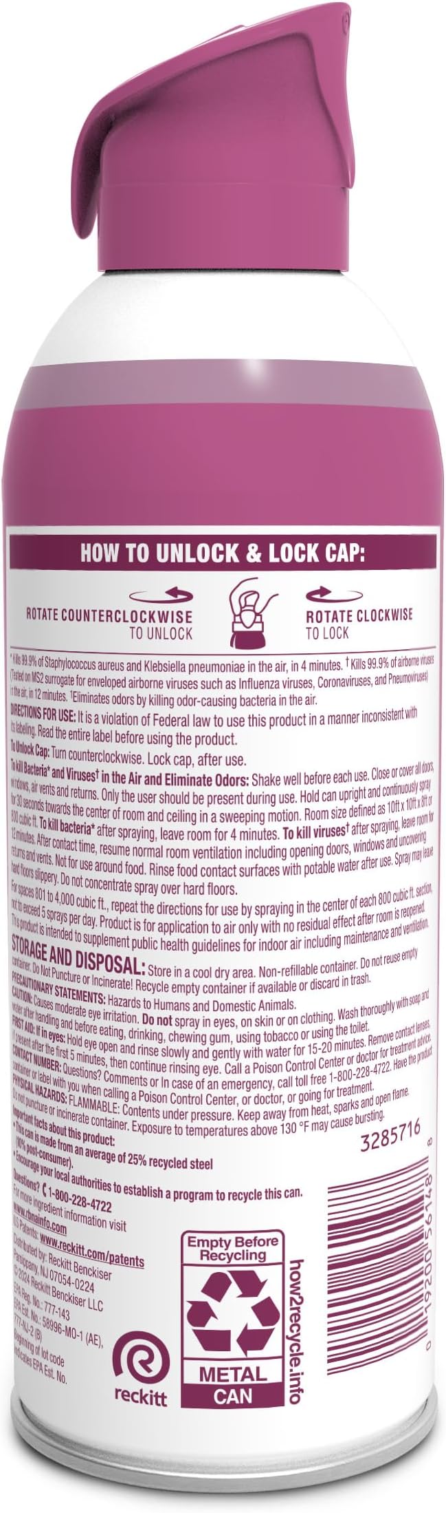 Lysol Air Sanitizer Spray with Odor Eliminator for Home & Office, Sanitizing Spray, Air Freshener Alternative, Sunkissed Petals Scent, 10 oz (Pack of 3)