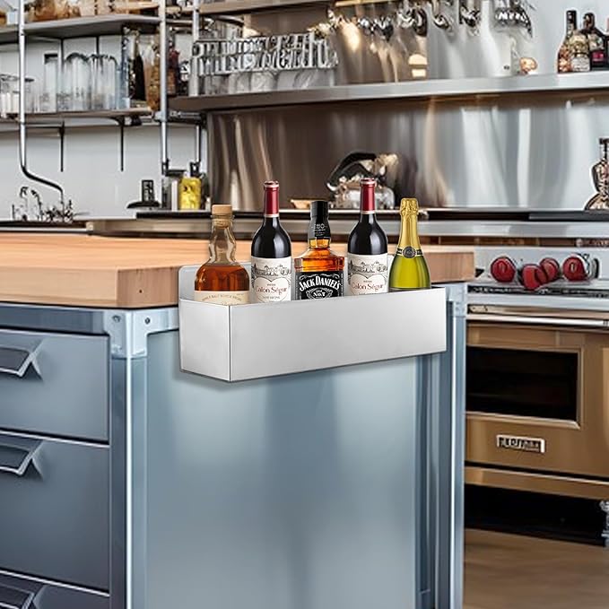 2 PCS 15 Inch Single Speed Rail Stainless Steel Liquor Bottle Holder Wall Mounted Spray Bottle Rack Drink Rail Shelf for Bars, Restaurants