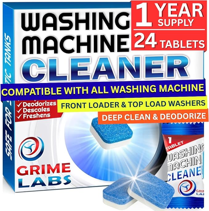 Washing Machine Cleaner Tablets - Penetrating Deep Clean Washer Cleaner Tablets For Front Loader And Top Load HE - Active Formula Tub Descaler Deodorizer