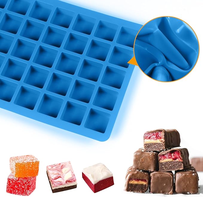 Sidosir 3Pcs Square Caramel Candy Mold Silicone, 40-Cavity Gummy Silicone Molds for Fat Bombs, Chocolate Truffles Mold for Hard Candy, Ice Cube