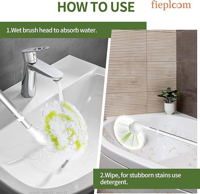 Tub Tile Scrubber Brush with 28" Extendable Pole, 1 Pc Non-Scratch Soft Tub Brush Mop, Bathroom Brush with Long Handle for Bathtub Shower Sink Basin Tile Wall