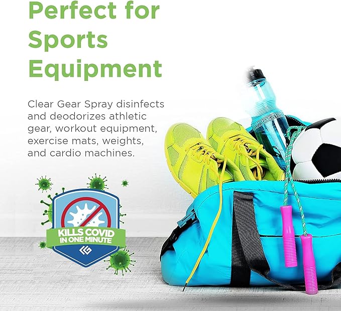 Clear Gear - Disinfectant, Cleaner, and Deodorizer for Sports Equipment, Gyms, and Fitness Centers - EPA-Registered, Hospital Grade, Made in USA - 1 Gallon Bottle