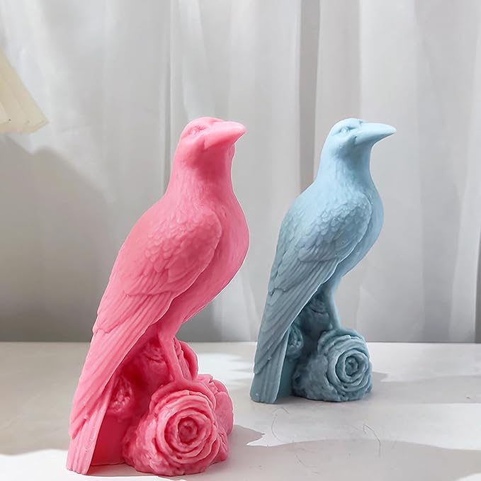 Crow Resin Mold Raven Resin Mold Animal Resin Mold Crow Mold Owl Resin Casting Mold Resin Making Molds Silicone Mold for Candle Home Decorate Mold 3D Animal Mold Candle Making Mold