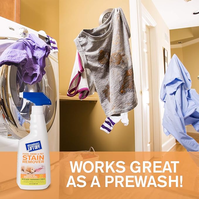 Motsenbocker's Lift Off 40501-6PK Food, Drink, and Pet Stain Remover Spray Eliminates Tough Stains from Multiple Surfaces, Excellent as a Pre-Wash Laundry Treatment, Water-Based, 22 Fl Oz, Pack of 6