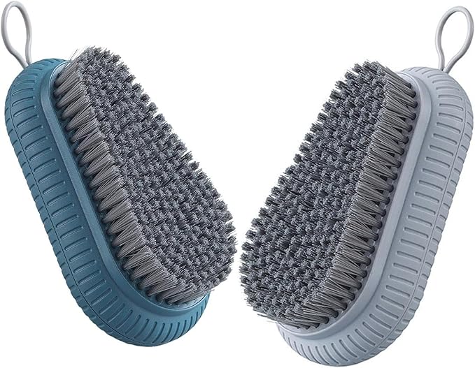 2pcs Carpet Cleaning Brush,Laundry Brush for Stains on Clothes, Scrub Brushes for Cleaning,Laundry Scrub Brushes for Clean Carpet,Clothes,Shoes,Tile etc (Grey+Blue)
