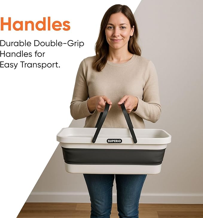 Superio Fold N' Go Mop Buckets with Wheels 4-Pack - Collapsible Cleaning Bucket, 10L, Portable Water Pail for Home, Car, and Outdoor Use