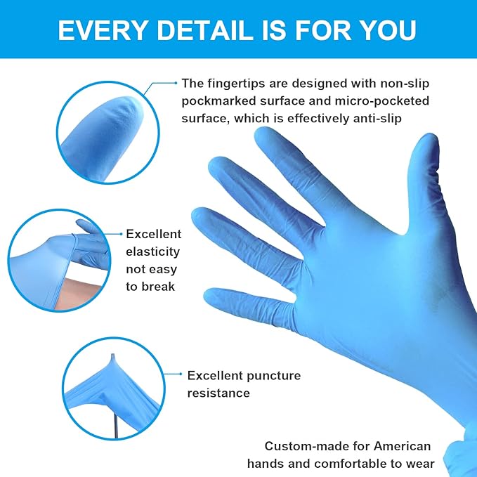 FINITEX Nitrile Disposable Medical Exam Gloves 4 mil Powder-free Latex-Free 100 PCS Examination Home Cleaning Food Gloves