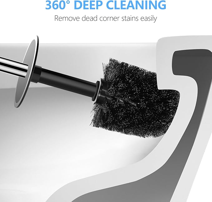 SetSail Toilet Brush, Compact Size Toilet Bowl Brush and Holder Toilet Brushes for Bathroom with Stainless Steel Handle Toilet Cleaner Brush with Durable Scrubbing Bristles, 2 Packs