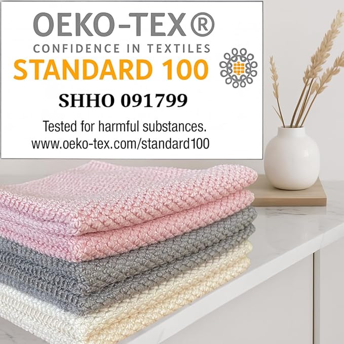 Microfiber Cleaning Cloths - 12" x 12" - Kitchen Dish Cloths for Washing Dishes - Microfiber Cleaning Rags - for Housekeeping, Dusting, Glass, Electronics, Car Interior - 6 Pack - Gray, Beige, Pink