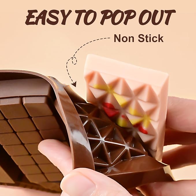 Chocolate Bar Mold, 2 Pack Deep Silicone Molds, Non-Stick Chocolate Molds for Stuffed Pistachio Knafeh Bars, Energy Protein, Homemade Candy Snacks, 6 in 1 Style Chocolate Bar Mold