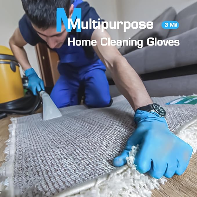 Disposable Nitrile Gloves Powder & Latex Free 3 mil Non-Sterile Nitrile Exam Gloves Light Duty Cleaning Gloves, X-Large, Box/100