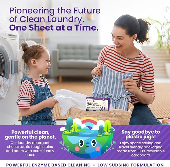 Laundry Detergent Sheets – 100 Loads | Lavender Scent | Eco-Friendly, Plastic-Free, Plant-Based Detergent for Sensitive Skin | Travel Friendly, Works in Cold Water & HE Machines