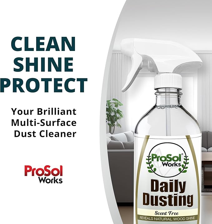 Daily Dusting Spray Surface Cleaner 16 oz - Wood Cleaner Cleaning Spray for Tables, Banisters, Old Wooden Cabinet, Doors, Decors & Antique Restorer Revealing Natural Shine
