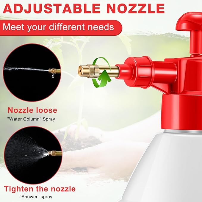 2 Pcs 50 oz Handheld Pump Spray Bottle Garden Spray Bottles Lawn Pressure Hand Pump Sprayer with Adjustable Nozzle for Chemicals Watering Weeds Garden and Car Detailing & Washing (Red)