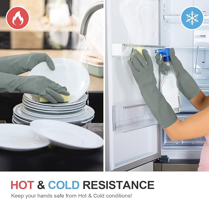 MAMISON Reusable Household Dishwashing Cleaning Rubber Gloves, Non-Slip Kitchen Glove (1 Pair)