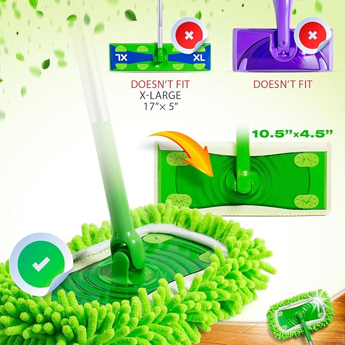 VanDuck Dust Mop Refill Compatible with Swiffer Sweeper (2 Pack) - Microfiber Pet Heavy Duty Dry Cloth Refills - Reusable Mop Pad (Handle is Not Included)