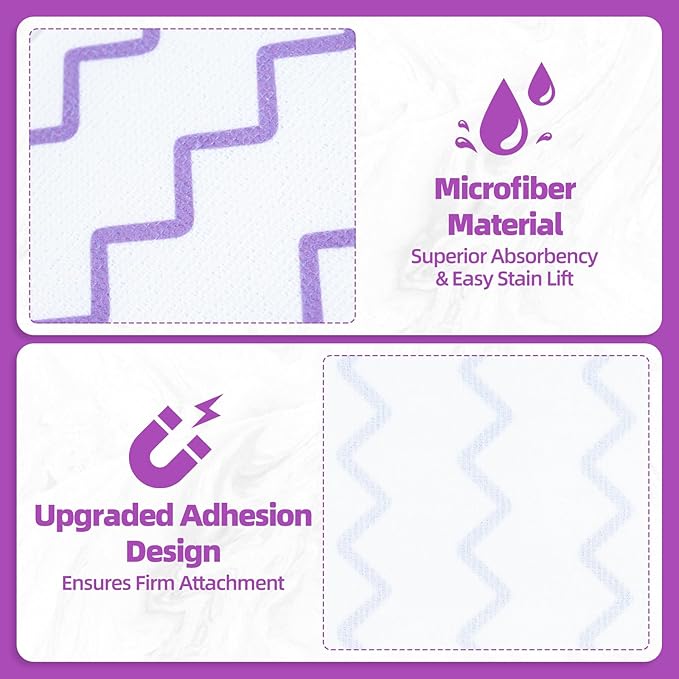 50 Count Microfiber Mop Pads Compatible with Swiffer Powermop, Disposable or Reusable Replacement Pads for Wet & Dry Use, PowerMop Refills for Multi-Surface Floor Cleaning