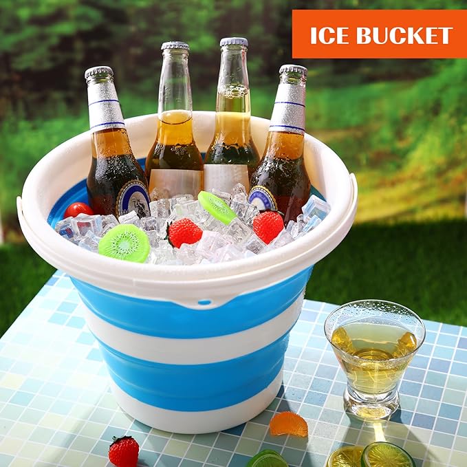 Pickmesh 4 Pcs Autumn Camping Collapsible Bucket, Small Cleaning Bucket with Handle 2.6 Gallon (10l) for Household Outdoor Car Washing Portable Camping Beach Sand Tub(Blue, Pink, Orange, Gray)