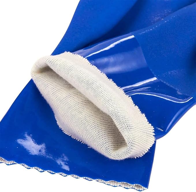2 Pairs Rubber Household Cleaning Gloves for Kitchen Dishwashing, Cotton Lined (Blue)