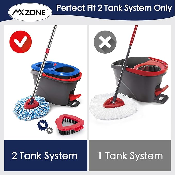 Spin Mop Head Replacement Base Handle Compatible with O Cedar Rinse Clean 2-Tank System, 4 Replace Heads, 1 Mop Handle, 1 Base and 1 Scrub Brush Combo Set