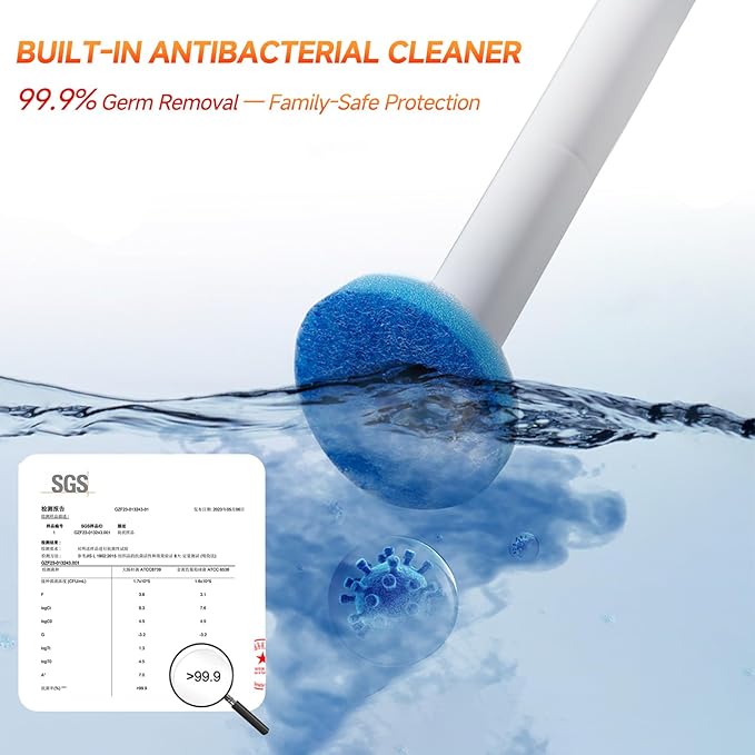 Disposable Toilet Brush,Wall Mounted Disposable Toilet Bowl Cleaner Wand,Automatic Pop-Out & Close Toilet Scrubber with Holder 8 Cleaner Refill Pads 360° Deep Clean for Bathroom Cleaning