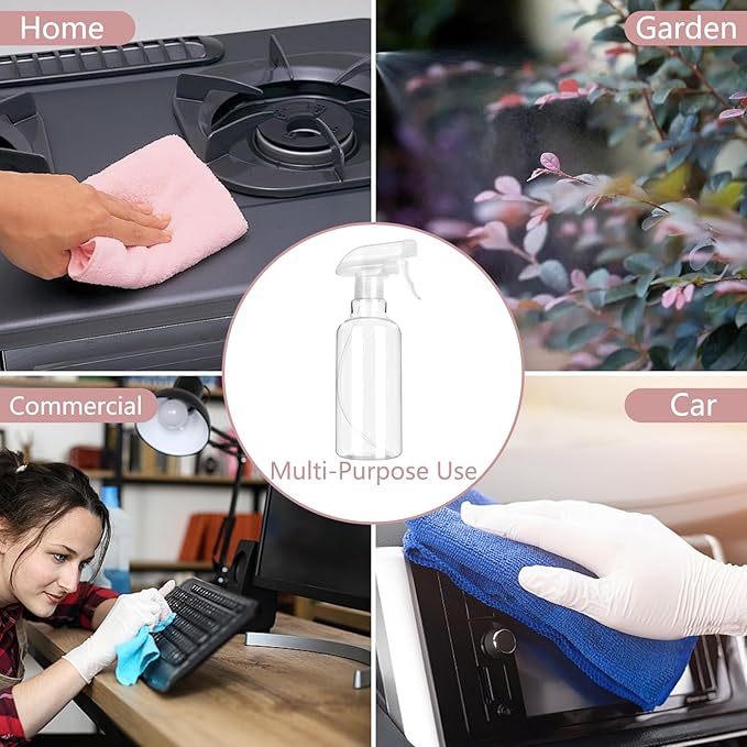 Plastic Spray Bottles - Empty Spray Bottles for Cleaning,16.9oz/2Pack,Mist/Stream Spray Bottle for Plants, Pet, Hair - (Clear, 16.9oz)